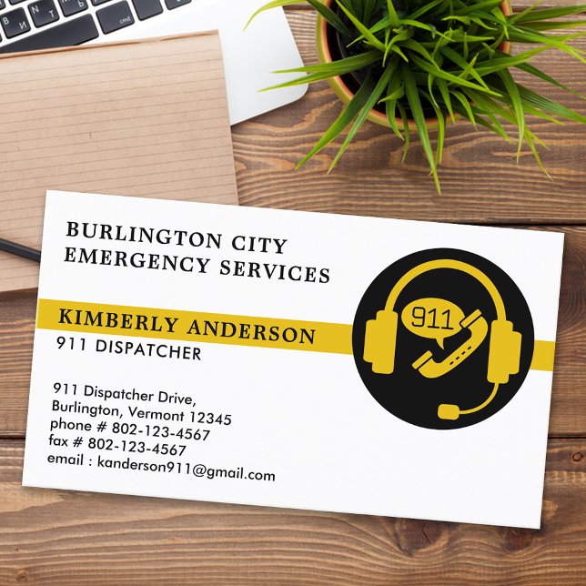 Tarjeta De Visita Logotipo profesional de Dispatcher 911 Emergency P (Subido por el creador)
