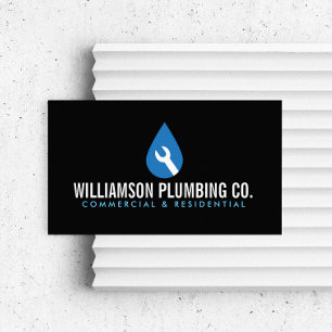 Tarjeta De Visita Logotipo profesional de fontanería negro