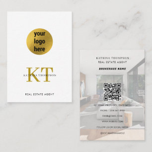 Tarjeta De Visita Logotipo Profesional de Inmobiliaria Realtor Blanc