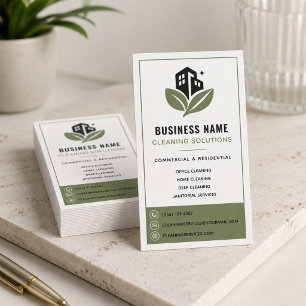 Tarjeta De Visita Logotipo profesional de servicios de limpieza verd