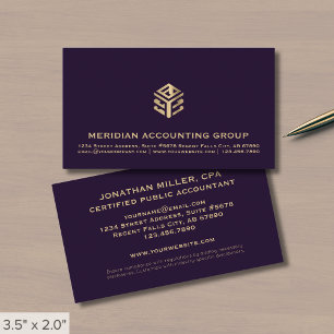 Tarjeta De Visita Logotipo Profesional Luxe Purple Gold