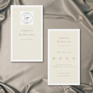 Tarjeta De Visita Logotipo profesional marfil elegante minimalista m