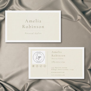 Tarjeta De Visita Logotipo Profesional Marfil Elegante Minimalista M