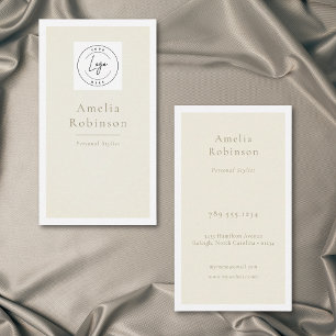 Tarjeta De Visita Logotipo Profesional Marfil Elegante Minimalista M