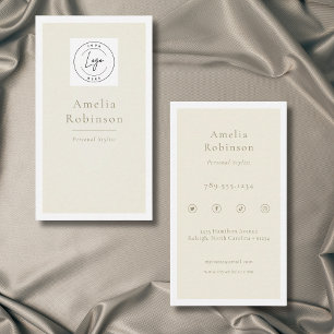 Tarjeta De Visita Logotipo Profesional Marfil Elegante Minimalista M