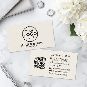 Tarjeta De Visita Logotipo Profesional Marfil Minimalista Moderno