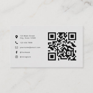Tarjeta De Visita Logotipo profesional moderno Código QR Gris claro