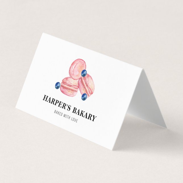 Tarjeta De Visita Logotipo profesional moderno de macarones rosados  (Anverso)