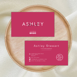 Tarjeta De Visita Logotipo profesional Moderno Minimalista de rosa c