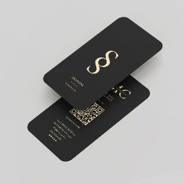 Tarjeta De Visita Logotipo profesional moderno Monograma S Oro Negro