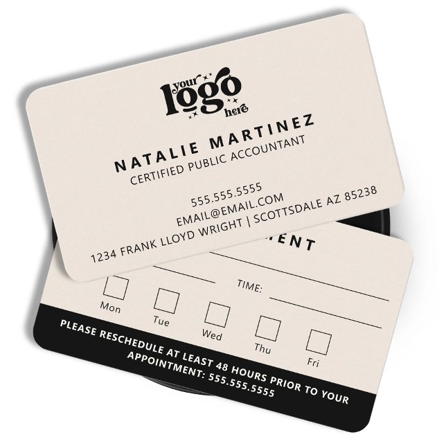 Tarjeta De Visita Logotipo profesional moderno Su próxima cita (Subido por el creador)