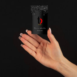 Tarjeta De Visita Logotipo profesional Purpurina de goteo negro Eyel