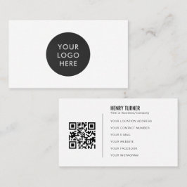 Tarjeta De Visita Logotipo profesional simple Código QR Empresa blan