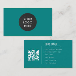 Tarjeta De Visita Logotipo profesional simple Código QR Empresa Verd
