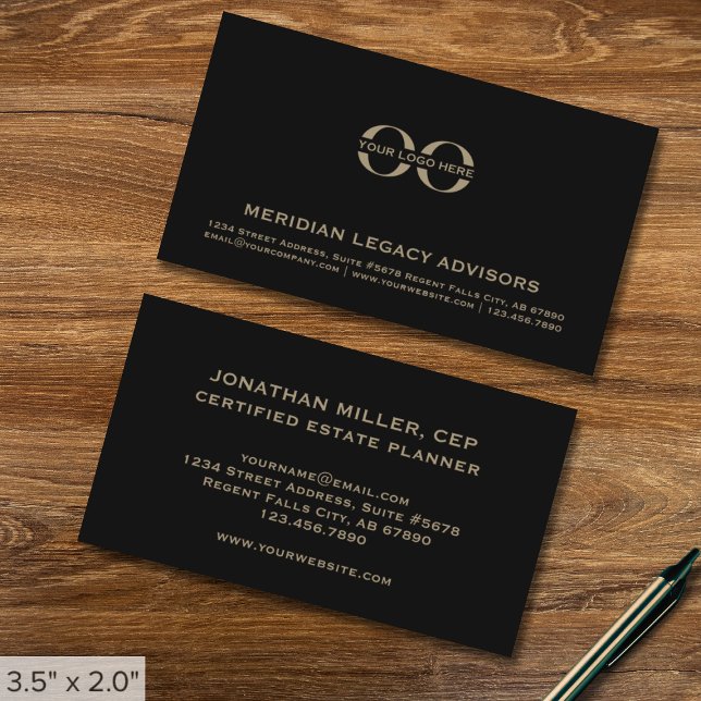 Tarjeta De Visita Logotipo profesional simple de Personalizado negro (Subido por el creador)