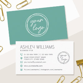 Tarjeta De Visita Logotipo Profesional Verde Personalizado Moderno