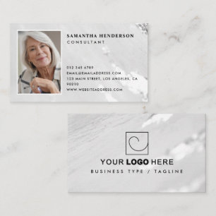 Tarjeta De Visita Logotipo Profesional y Foto con Hoja de Plata Fals
