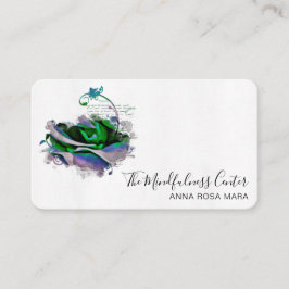 Tarjeta De Visita *~* Logotipo QR Flor floral Rosa de Rubor Verde az