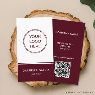 Tarjeta De Visita Logotipo QR profesional de Burdeos