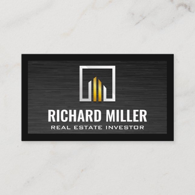 Tarjeta De Visita Logotipo Real Estate Gold Silver (Anverso)