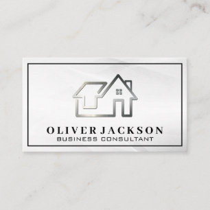 Tarjeta De Visita Logotipo Real Estate Modern Silver