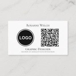 Tarjeta De Visita Logotipo redondo Código QR Empresa comercial Mínim