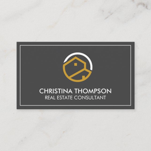 Tarjeta De Visita Logotipo residencial inmobiliario | Fondo gris (Anverso)
