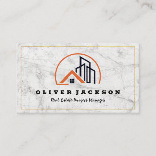 Tarjeta De Visita Logotipo residencial y comercial   Mármol blanco