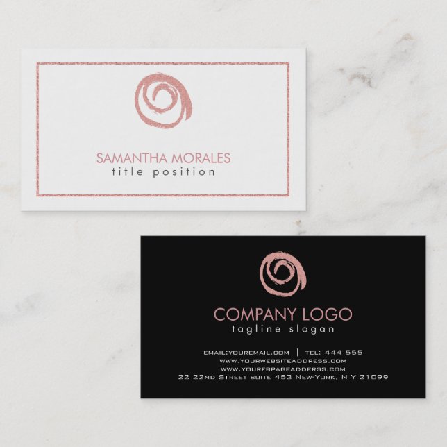 Tarjeta De Visita Logotipo Rosa Gold (Anverso / Reverso)