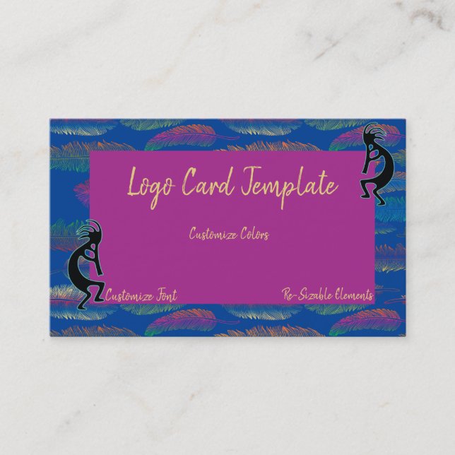 Tarjeta De Visita Logotipo sencillo Kokopelli Feathers Business Card (Anverso)
