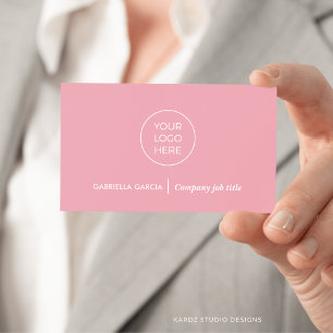 Tarjeta De Visita Logotipo sencillo moderno Código QR Rubor rosa