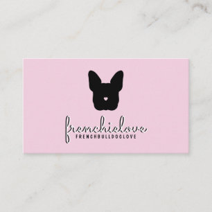Tarjeta De Visita Logotipo simple de bulldog francés rosa lindo cuid