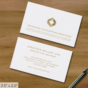 Tarjeta De Visita Logotipo simple de oro blanco