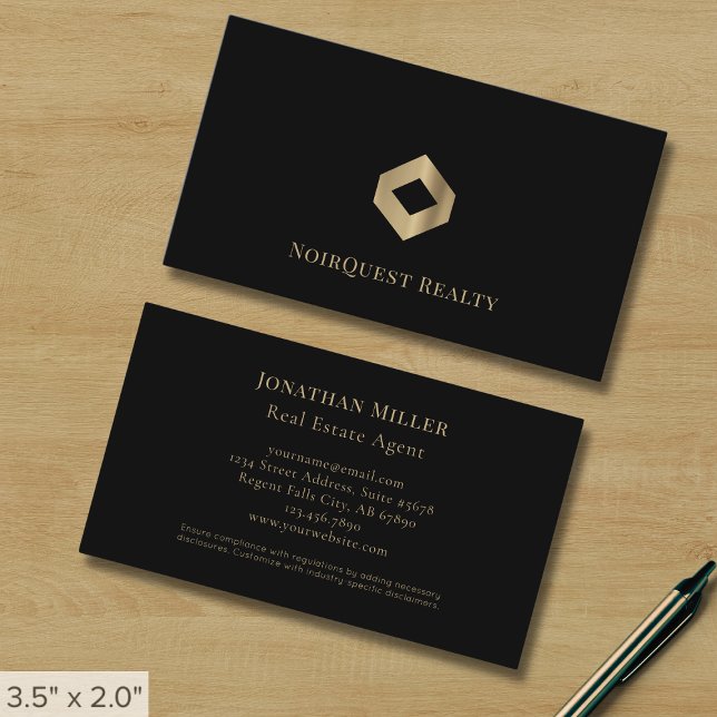 Tarjeta De Visita Logotipo simple de oro negro (Subido por el creador)