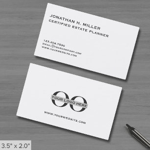 Tarjeta De Visita Logotipo simple de Personalizado blanco