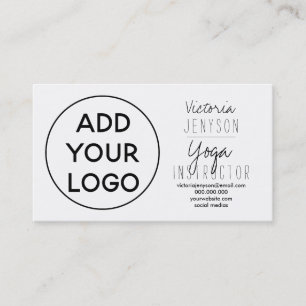 Tarjeta De Visita Logotipo simple de yoga instructor blanco y negro