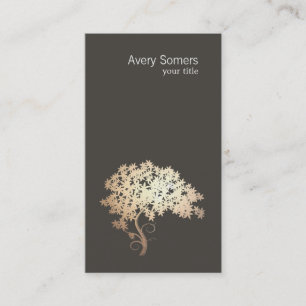 Tarjeta De Visita Logotipo simple elegante del árbol de oro