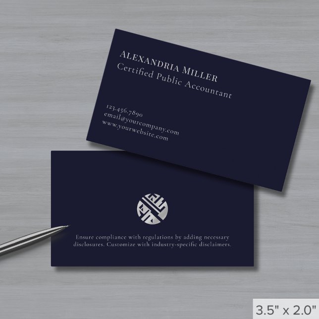 Tarjeta De Visita Logotipo simple elegante plateado (Subido por el creador)