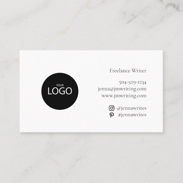 Tarjeta De Visita Logotipo simple Pinterest Pinterest Black White (Anverso)