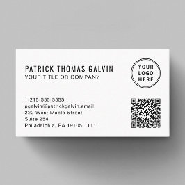 Tarjeta De Visita Logotipo simple QR Code Profesional