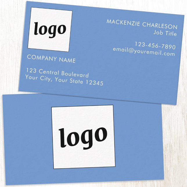 Tarjeta De Visita Logotipo simple y azul de texto (Simple logo with custom text professional branding sky blue business card)