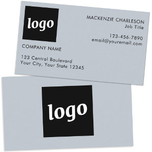 Tarjeta De Visita Logotipo simple y azul polvoriento del texto