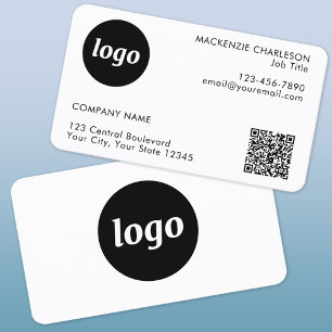 Tarjeta De Visita Logotipo simple y código QR de texto