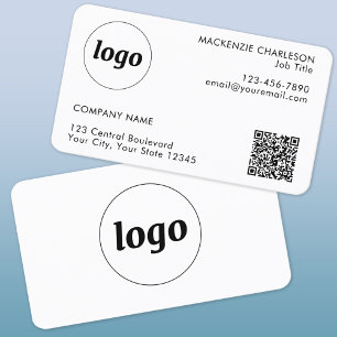 Tarjeta De Visita Logotipo simple y código QR en texto Profesional