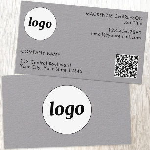Tarjeta De Visita Logotipo simple y código QR en texto Profesional
