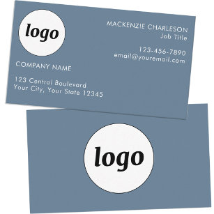 Tarjeta De Visita Logotipo simple y gris azul turbio en el texto