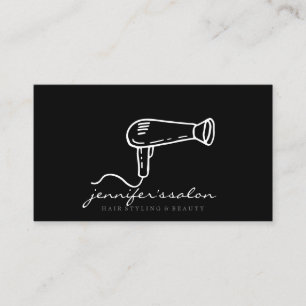 Tarjeta De Visita Logotipo simple y lindo de estilista de secador de