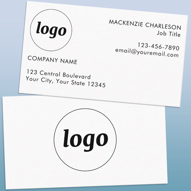 Tarjeta De Visita Logotipo simple y texto (Logo with custom text simple minimalist business card)