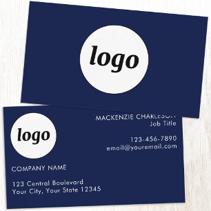 Tarjeta De Visita Logotipo Simple y Texto Azul Marino