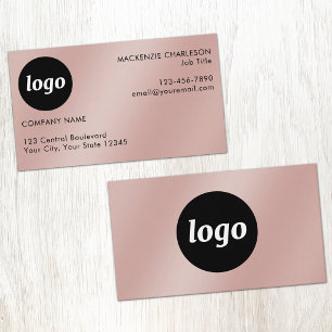 Tarjeta De Visita Logotipo simple y texto Efecto metálico rosa dorad